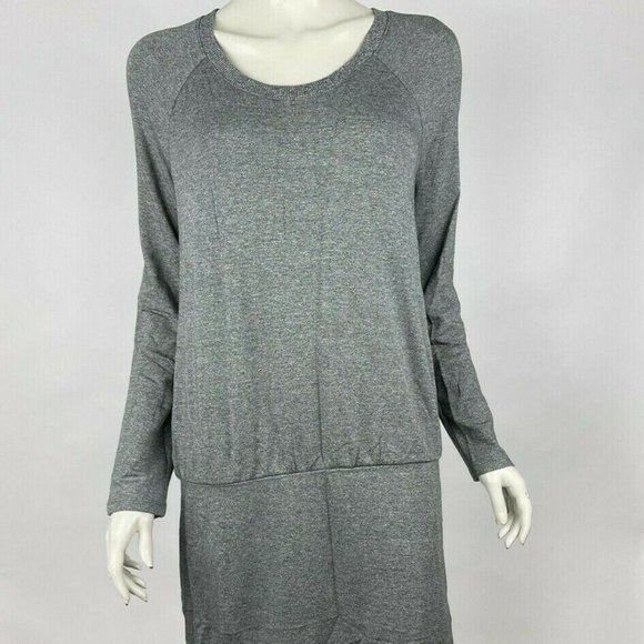 LOFT Lou & Grey Sheath Dress Long‎ Sleeve Round Neck Stretch Gray Women L NWT - Picture 1 of 11